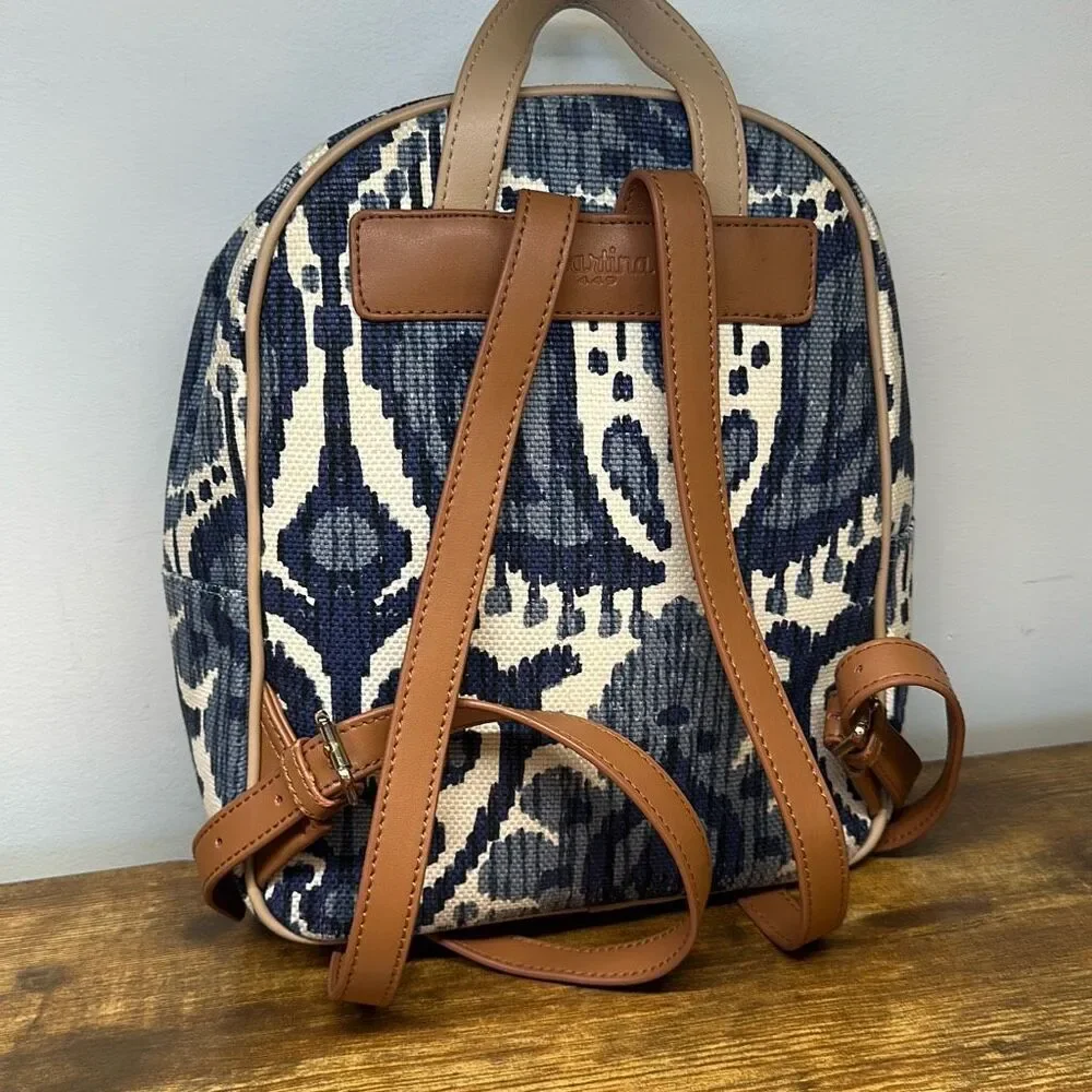 Spartina 449 Chloe Backpack Blue Daufuskie‎ Island Natural Linen Leather Bag